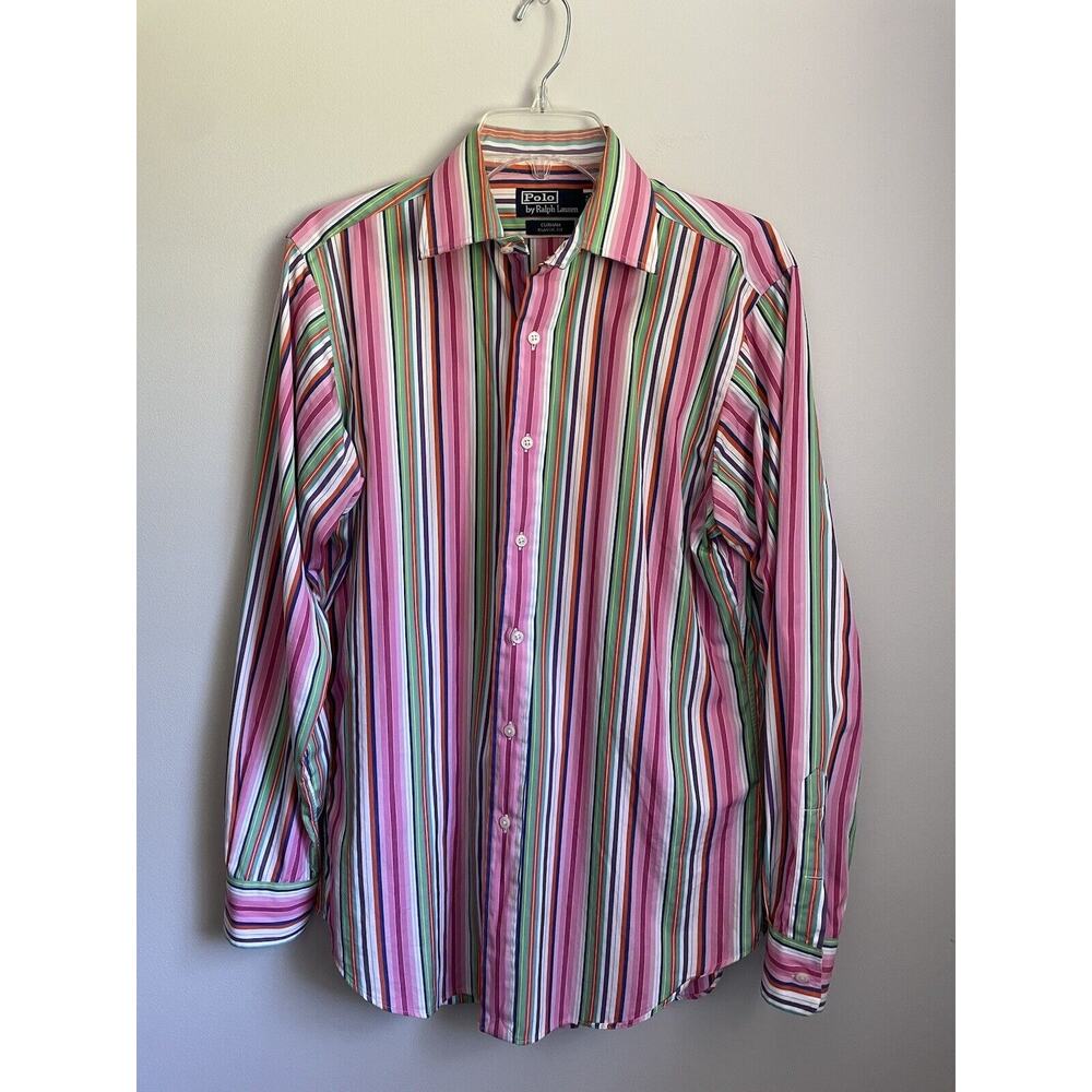 Polo Ralph Lauren Collared Button Up Top Small Curnham Classic Fit Multicolored